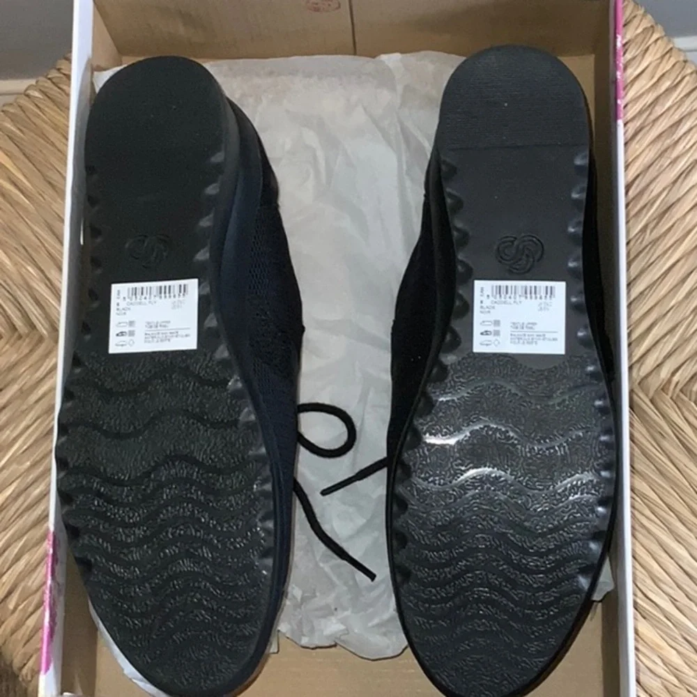 CLARKS CLOUDSTEPPERS Caddell Fly Wedges NWT Black 8 Narrow